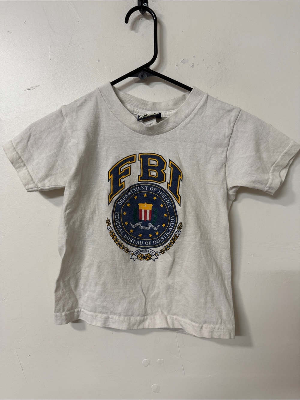 Kids White FBI Logo Short Sleeve Tee 90’s